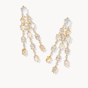 Kendra Scott Cailin Gold Statement Earrings in White Mix